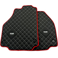 Leather Floor Mats for Ferrari 458 GT2 with White Sewing and Red Trim | ER56 Design - AutoWin