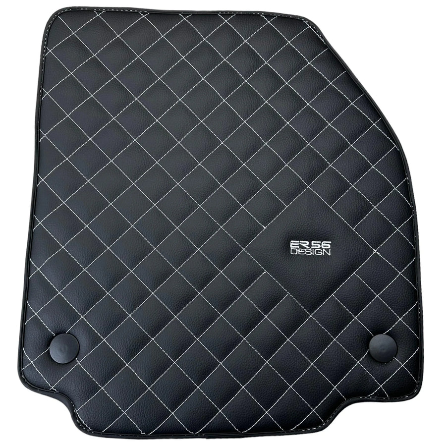Leather Floor Mats for Ferrari 458 GT2 with White Sewing ER56 Design - AutoWin
