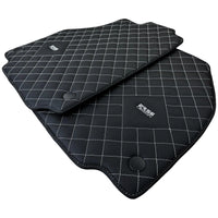 Leather Floor Mats for Ferrari 458 GT2 with White Sewing ER56 Design - AutoWin