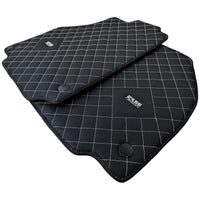 Leather Floor Mats for Ferrari 458 Italia (2009-2015) with White Sewing ER56 Design - AutoWin