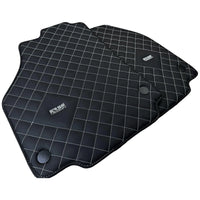 Leather Floor Mats for Ferrari 458 Italia (2009-2015) with White Sewing ER56 Design - AutoWin