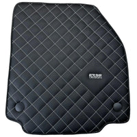 Leather Floor Mats for Ferrari 458 Italia (2009-2015) with White Sewing ER56 Design - AutoWin