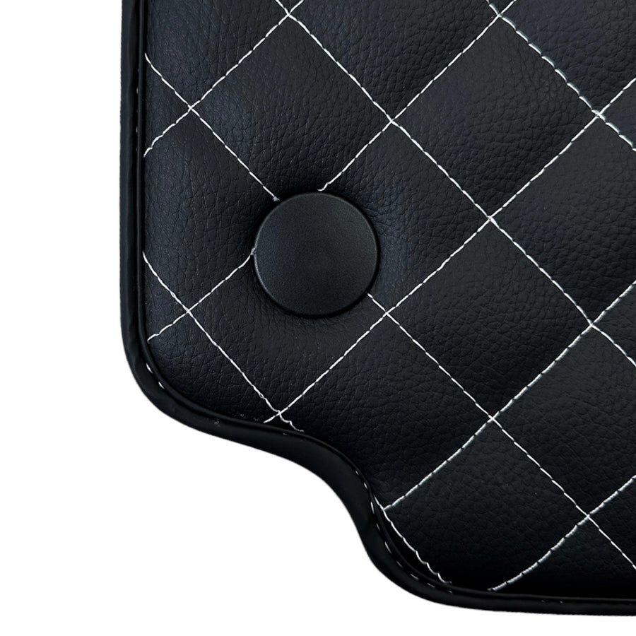 Leather Floor Mats for Ferrari 458 Italia (2009-2015) with White Sewing ER56 Design - AutoWin