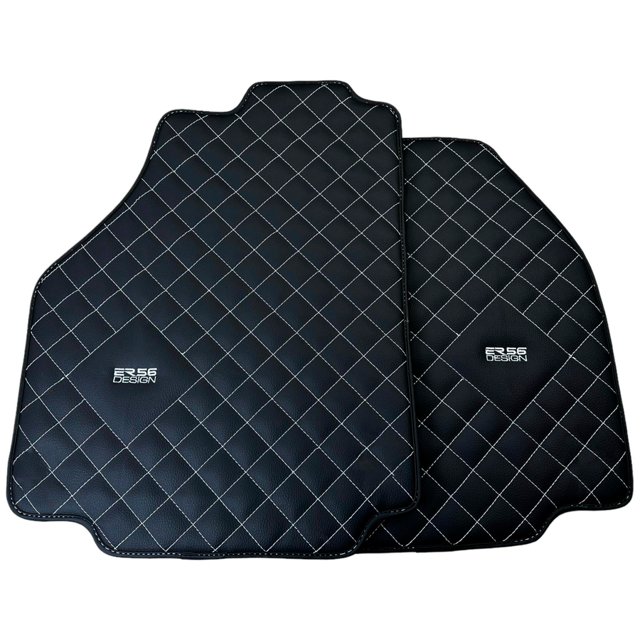 Leather Floor Mats for Ferrari 458 Speciale (2012-2015) with White Sewing ER56 Design
