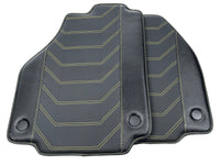 Leather Floor Mats For Ferrari 458 Spider 2012-2015 Black With Yellow Sewing