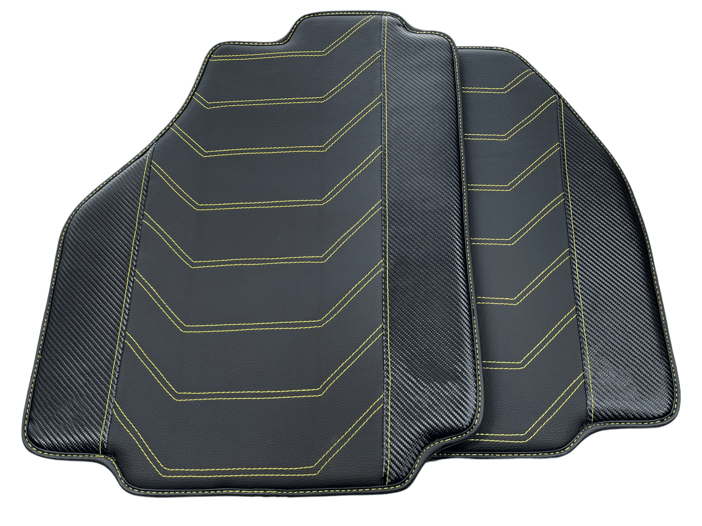 Leather Floor Mats For Ferrari 458 Speciale 2012-2015 Black With Yellow Sewing