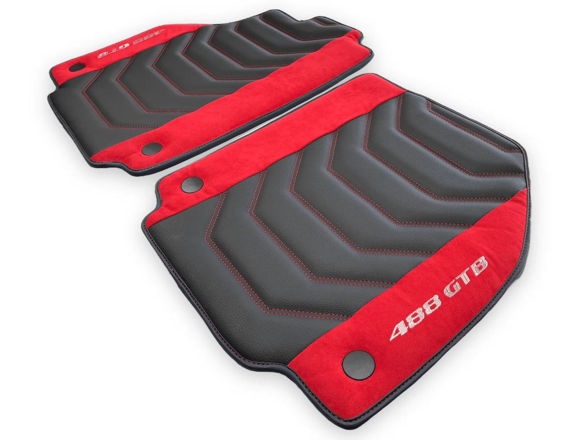 Leather Floor Mats For Ferrari 488 GTB 2015-2022 - AutoWin