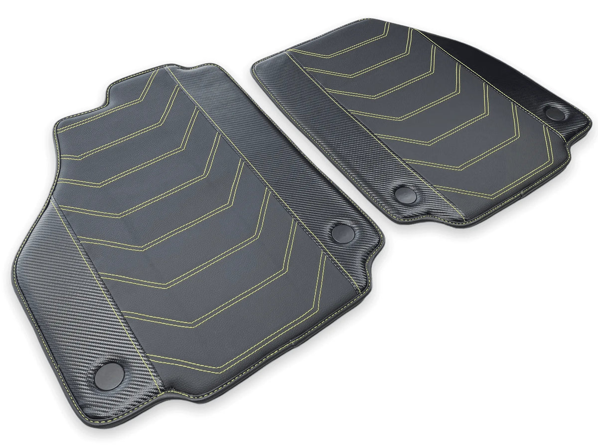Leather Floor Mats For Ferrari 488 GTB 2015-2022 Yellow Sewing