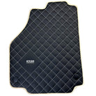 Leather Floor Mats for Ferrari 488 Spider 2015-2022 with White Sewing ER56 Design | Beige Trim - AutoWin