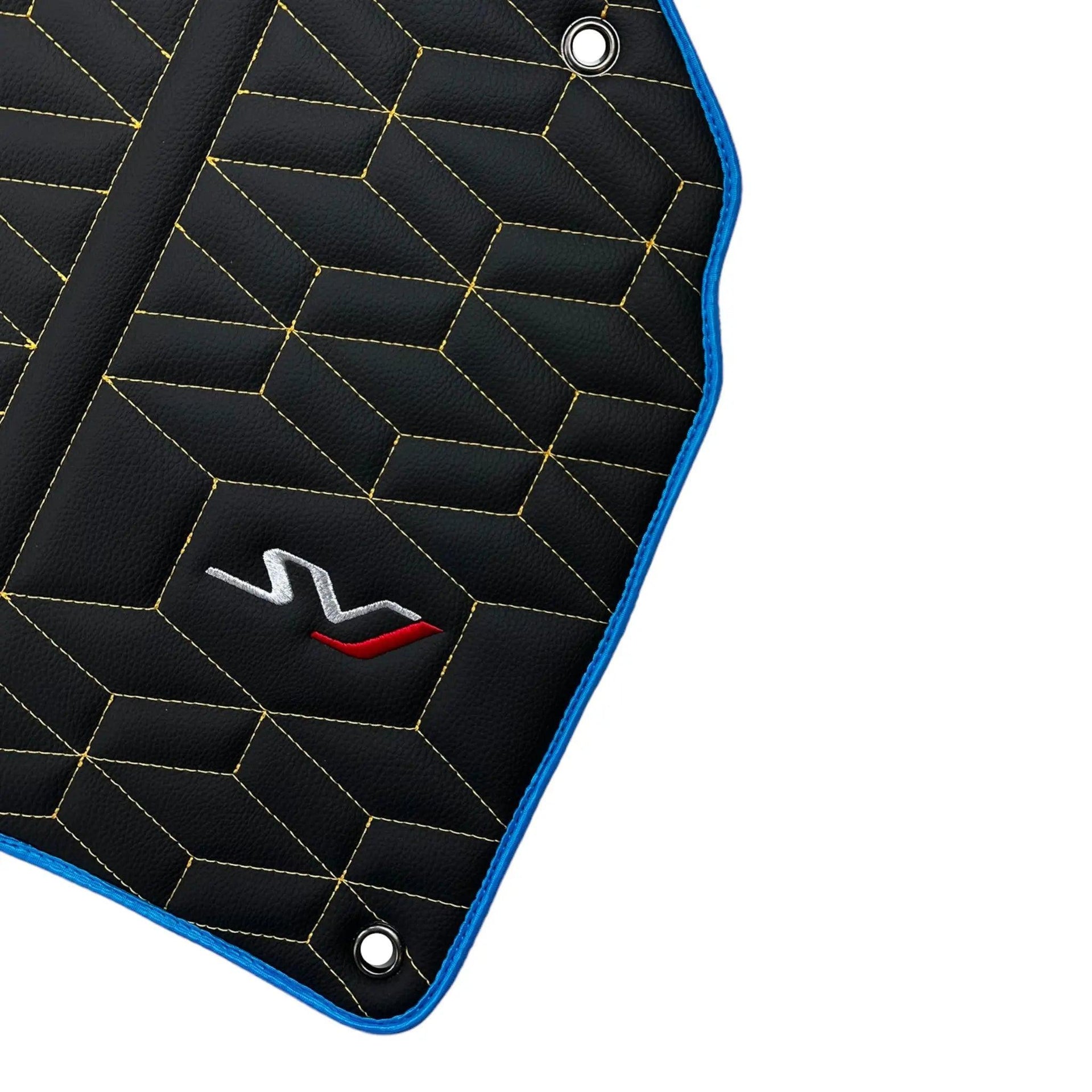 Leather Floor Mats for Lamborghini Aventador SVJ Limited Edition with Blue Trim - AutoWin