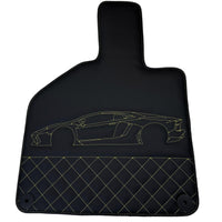 Leather Floor Mats for Lamborghini Huracan Yellow Sewing | ER56 Design - AutoWin