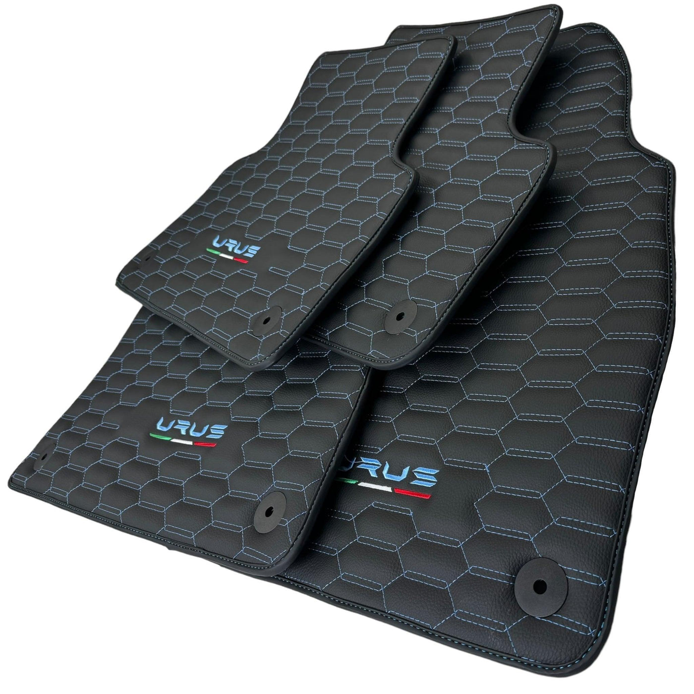 Leather Floor Mats for Lamborghini Urus with Blue Stitching - AutoWin