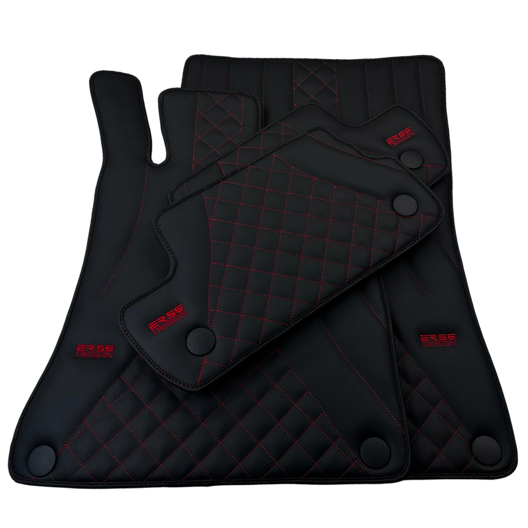 Leather Floor Mats For Mercedes Benz E-Class W213 Sedan (2016-2020) ER56 Design - AutoWin