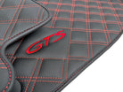 Leather Floor Mats for Porsche Cayenne GTS (2010-2018) Red Sewing - AutoWin