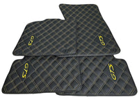 Leather Floor Mats for Porsche Cayenne GTS (2010-2018) Yellow Sewing - AutoWin