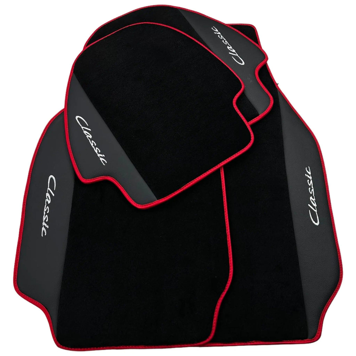 Leather Floor Mats for Porsche Classic 911 (1963-1989) with Red Trim - AutoWin