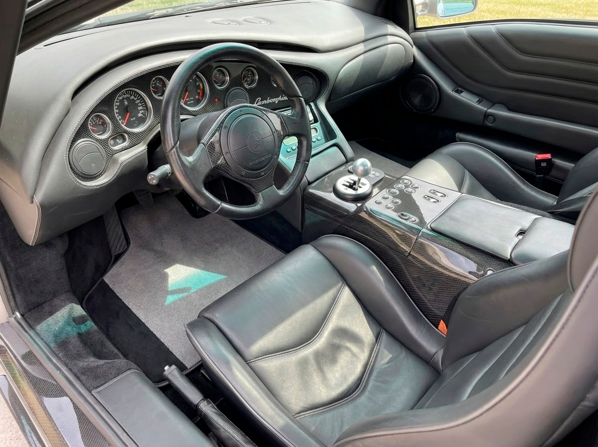 Interior look of floor mats for Customizable Gray Floor Mats Lamborghini Diablo 1990-2001 Alcantara Leather