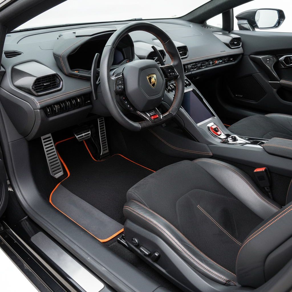 Interior look of floor mats for Lamborghini Huracan STO