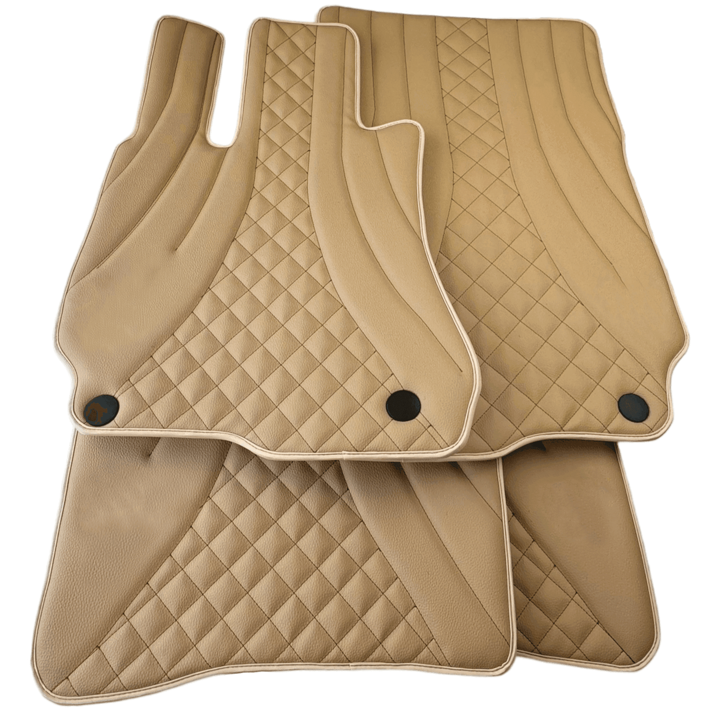 Beige Leather Floor Mats for Mercedes Benz S-Class W221 (2005-2013) Long Wheelbase - NO LOGO - AutoWin