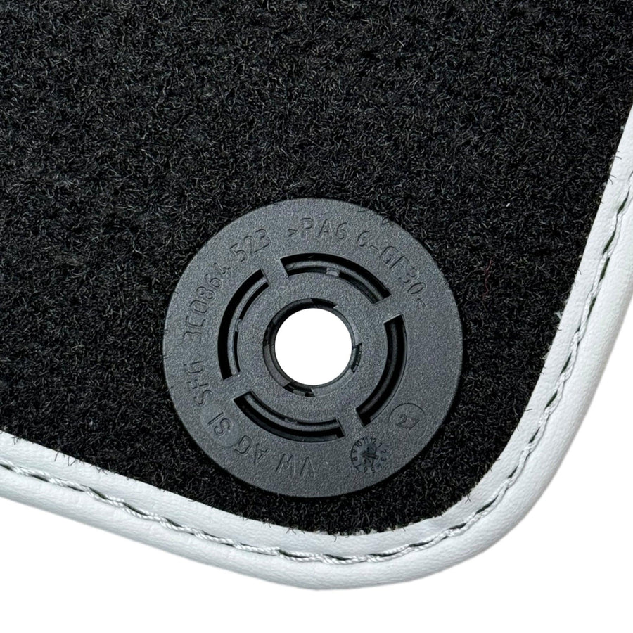 Orange Leather Floor Mats for Lamborghini Huracan with White Trim - AutoWin