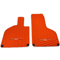 Orange Leather Floor Mats for Lamborghini Huracan with White Trim - AutoWin