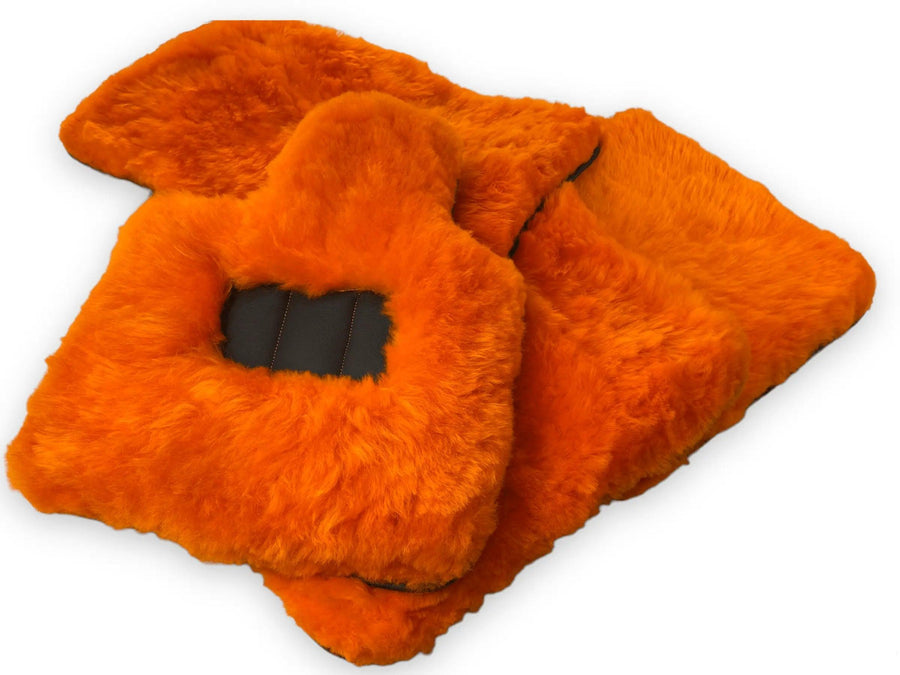 Orange Sheepskin Floor Mats For Bentley Bentayga Er56 Design Brand - AutoWin