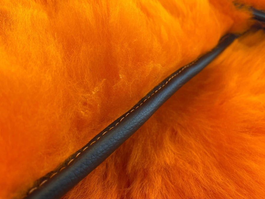 Orange Sheepskin Floor Mats For Bentley Bentayga Er56 Design Brand - AutoWin