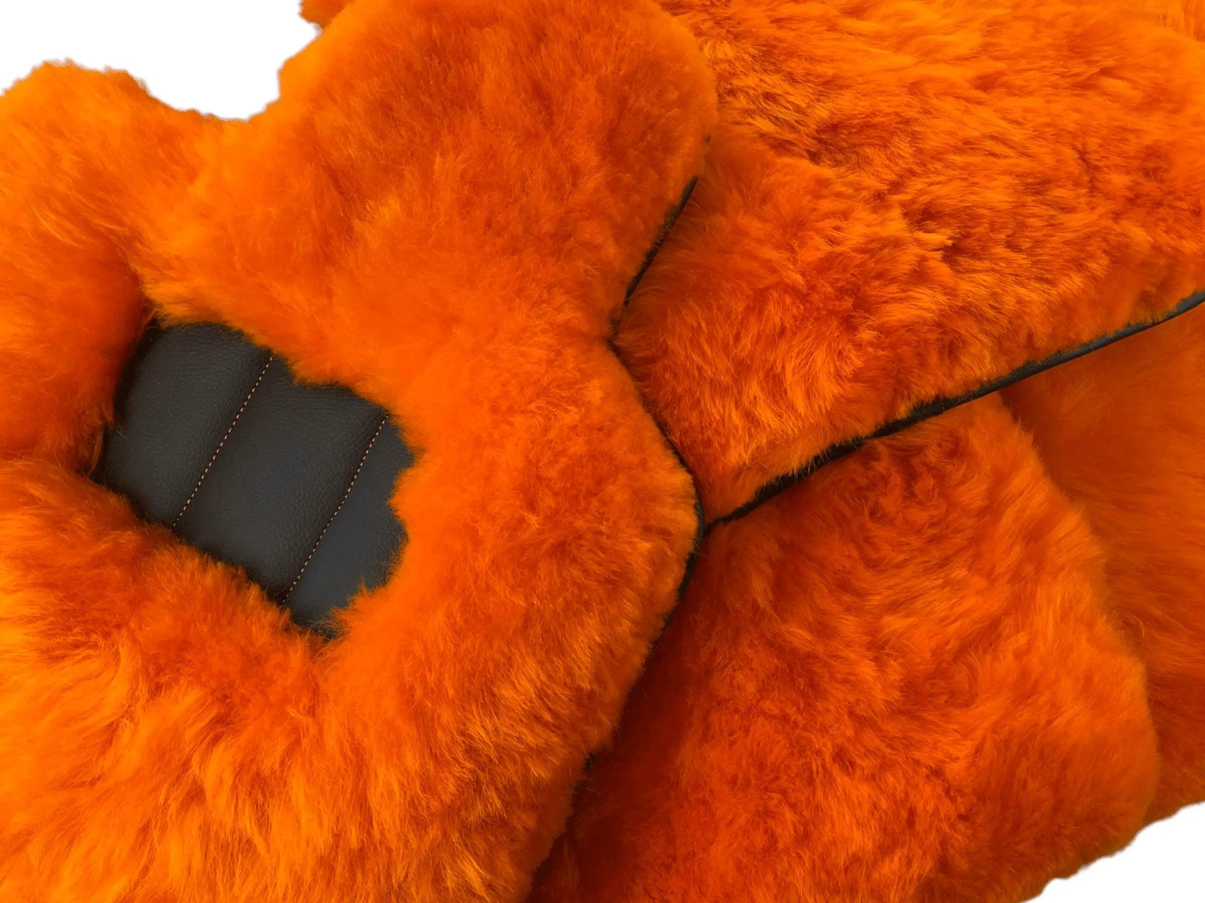 Orange Sheepskin Floor Mats For Bentley Bentayga Er56 Design Brand - AutoWin
