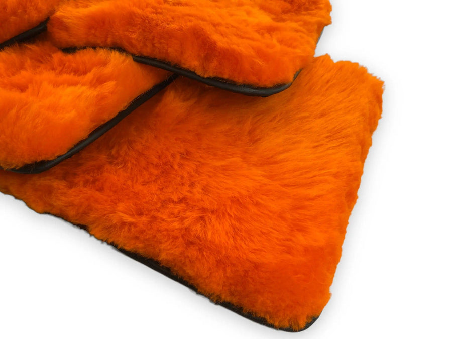 Orange Sheepskin Floor Mats For Bentley Bentayga Er56 Design Brand - AutoWin