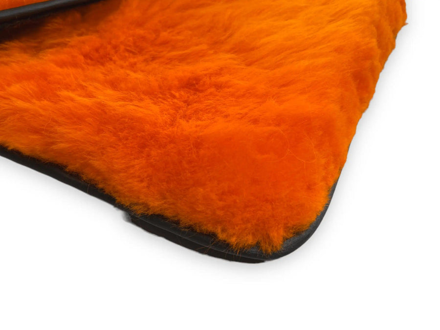 Orange Sheepskin Floor Mats For Bentley Bentayga Er56 Design Brand - AutoWin