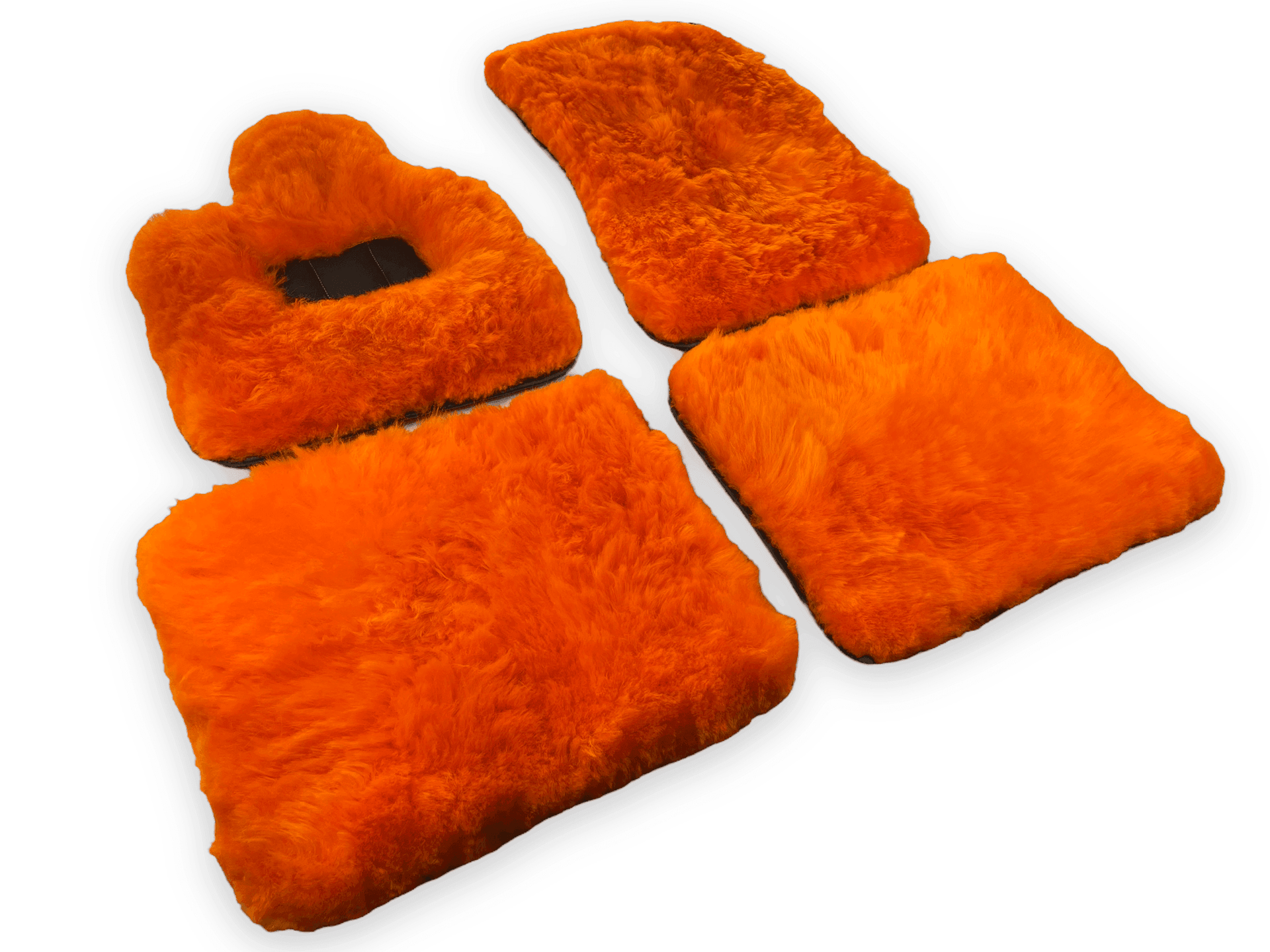 Orange Sheepskin Floor Mats For Rolls Royce Spectre (2023-2024) Er56 Design Brand - AutoWin