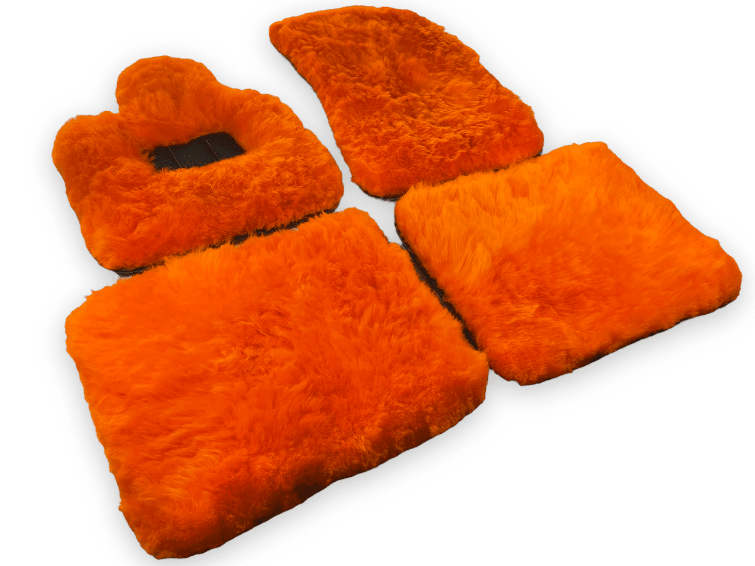Orange Sheepskin Floor Mats For Rolls Royce Spectre (2023-2024) Er56 Design Brand - AutoWin