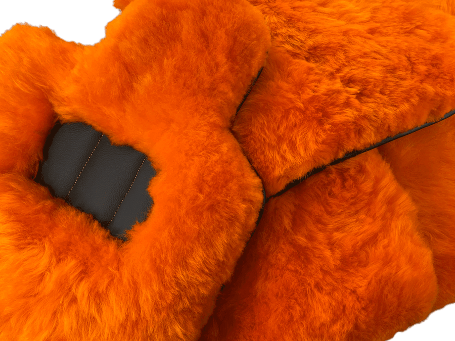 Orange Sheepskin Floor Mats For Rolls Royce Spectre (2023-2024) Er56 Design Brand - AutoWin