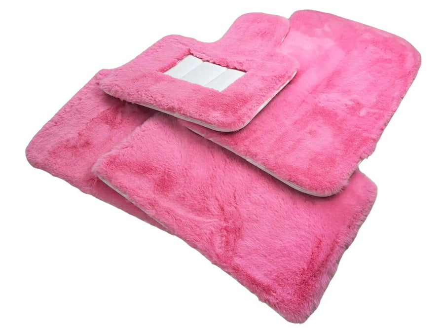 Pink Sheepskin Floor Mats For Bentley Bentayga Er56 Design Brand - AutoWin