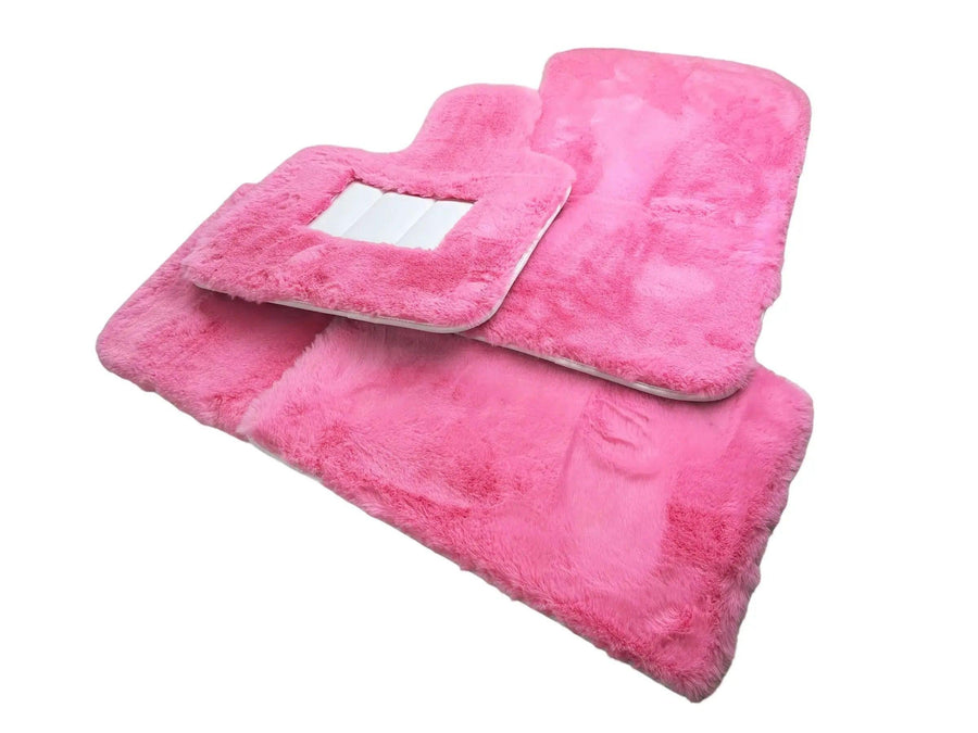 Pink Sheepskin Floor Mats For Bentley Bentayga Er56 Design Brand - AutoWin