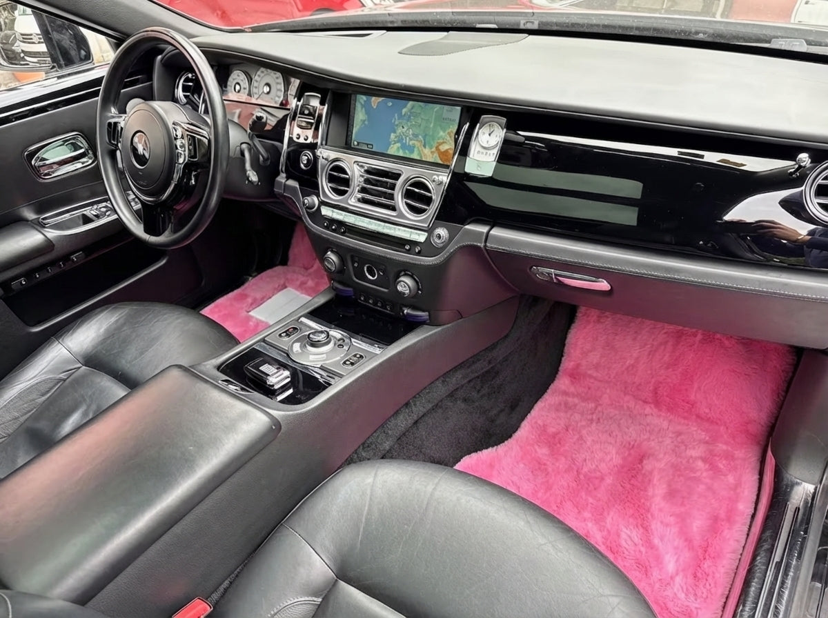Interior look of floor mats for Pink Sheepskin Floor Mats For Rolls Royce Ghost Series I (2010–2020) Er56 Design Brand