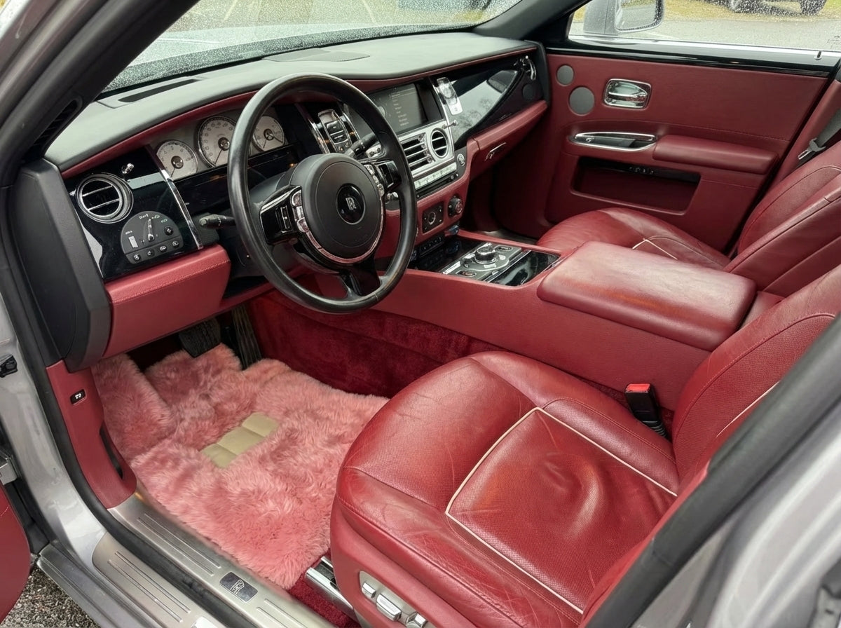 Interior look of floor mats for Pink Sheepskin Floor Mats For Rolls Royce Ghost Series I (2010–2020) Er56 Design Brand