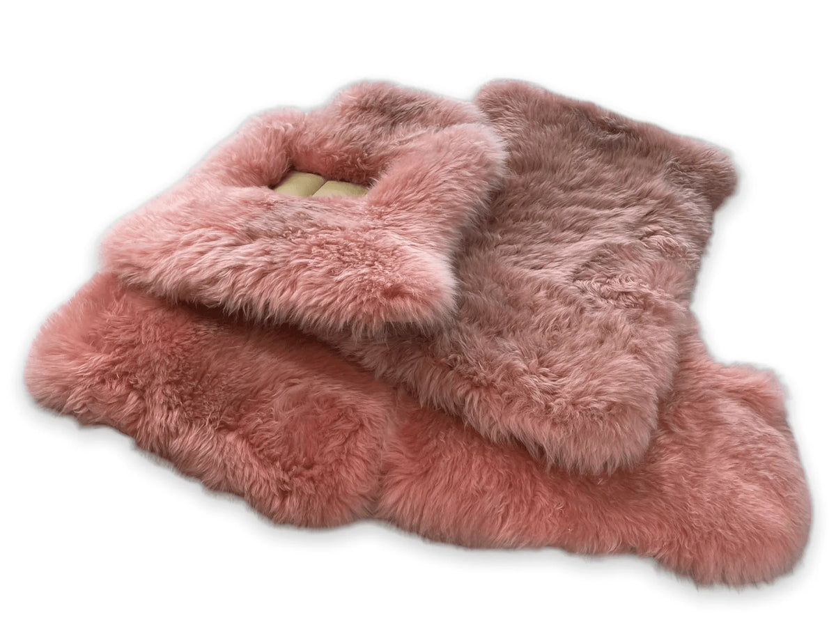 Pink Sheepskin Floor Mats for Rolls Royce Phantom VIII (2017-2024) ER56 Design Brand - AutoWin