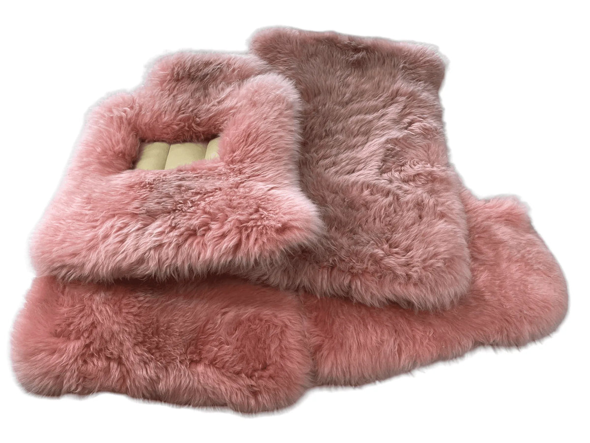 Pink Sheepskin Floor Mats for Rolls Royce Phantom VIII (2017-2024) ER56 Design Brand - AutoWin