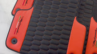 Black Floor Mats for Lamborghini Urus with Orange Leather