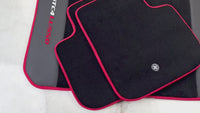 Black Floor Mats for Ferrari GTC4 Lusso with Leather and Red Trim | Right Hand Drive