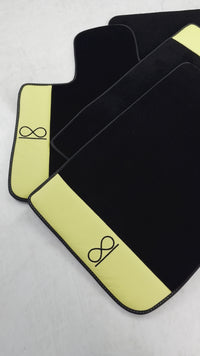 Black Floor Mats For Rolls Royce Black Badge Cullinan Yellow Leather