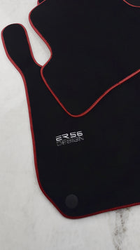 Black Floor Mats For Mercedes-Benz C Class W204 Coupe 2012-2015 ER56 Design with Red Trim