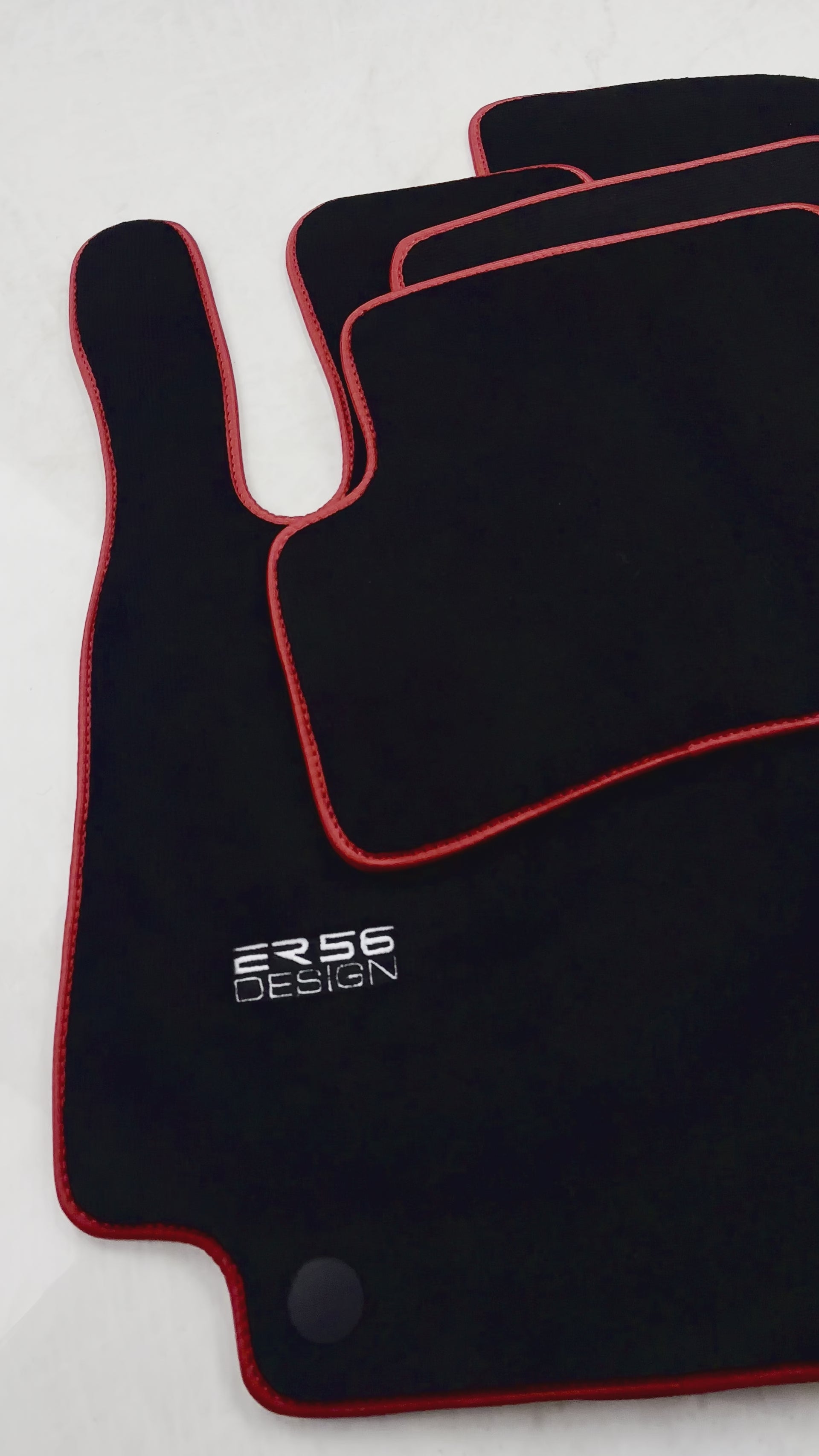 Floor Mats For Mercedes-Benz C Class W205 2014-2021 ER56 Design with Red Trim - ER56 Design