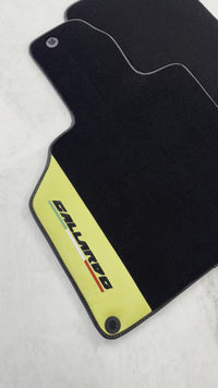 Black Floor Mats for Lamborghini Gallardo With Yellow Alcantara Leather