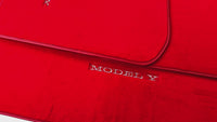 Red Floor Mats for Tesla Model Y (2020-2023) with Red Trim