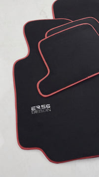 Black Floor Mats For BMW 8 Series E31 2-door Coupe (1989-1999) ER56 Design with Red Trim