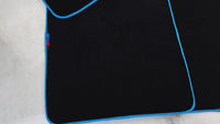 Black Floor Mats For BMW 5 Series G30 | Sky Blue Trim