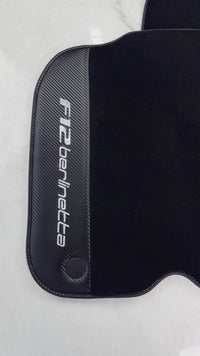 Black Floor Mats for Ferrari F12 Berlinetta (2012-2022) with Carbon Leather