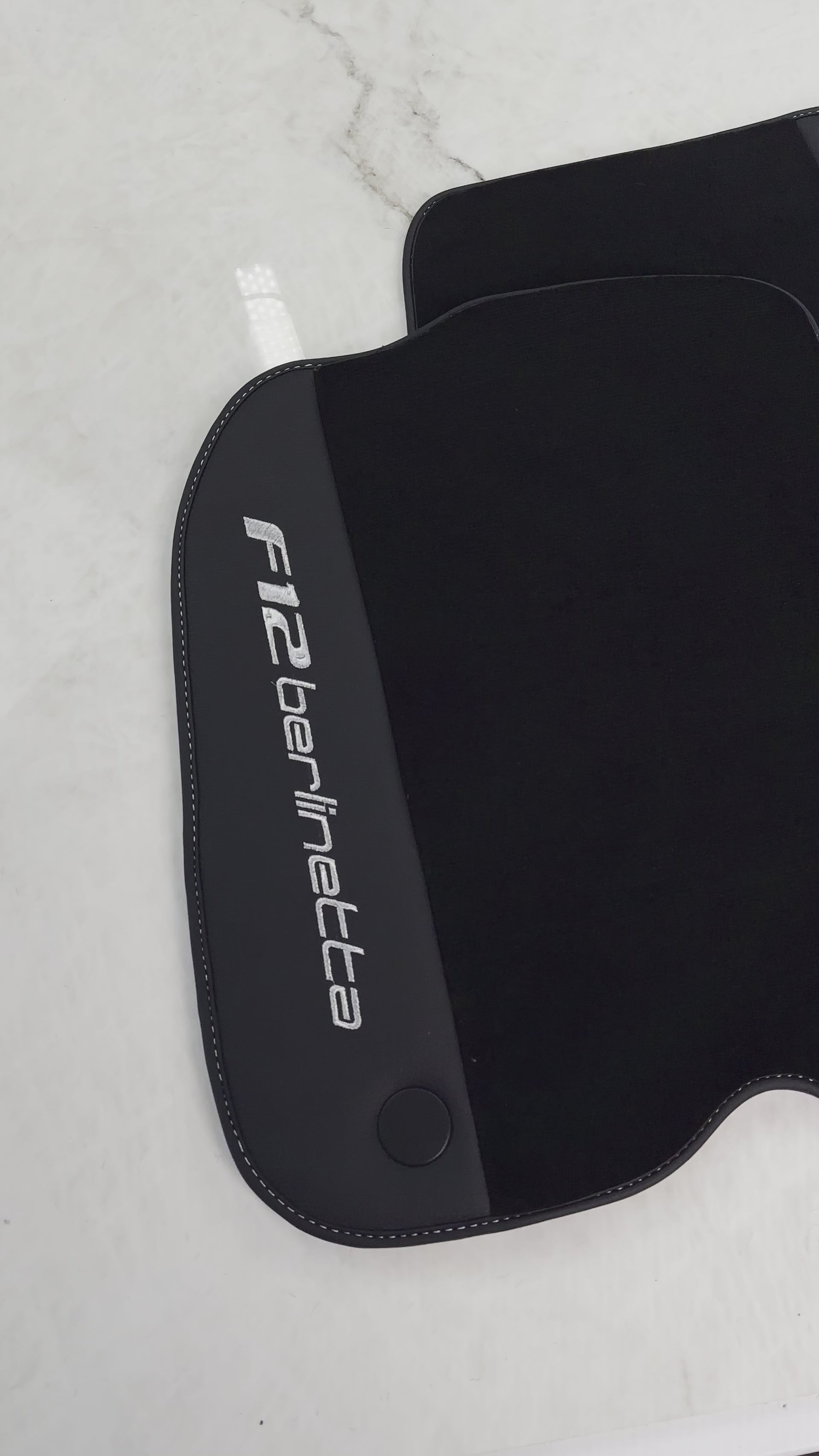 Black Floor Mats for Ferrari F12 Berlinetta (2012-2022) with Leather - AutoWin
